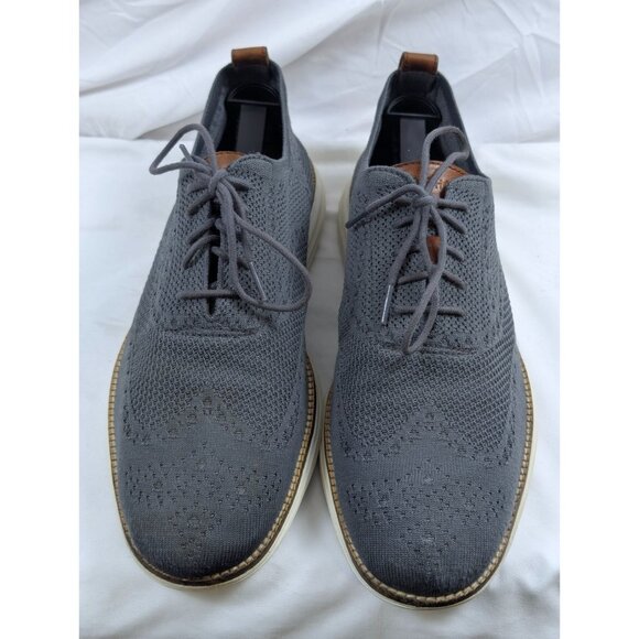 Cole Haan Mens 11M OriginalGrand  Wingtip Oxford Sneakers Gray Knit Rubber Sole - Picture 1 of 9